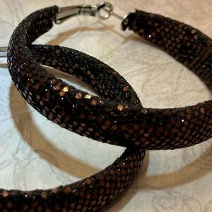 Vintage/Retro - Large, Glittery Hoop Earrings